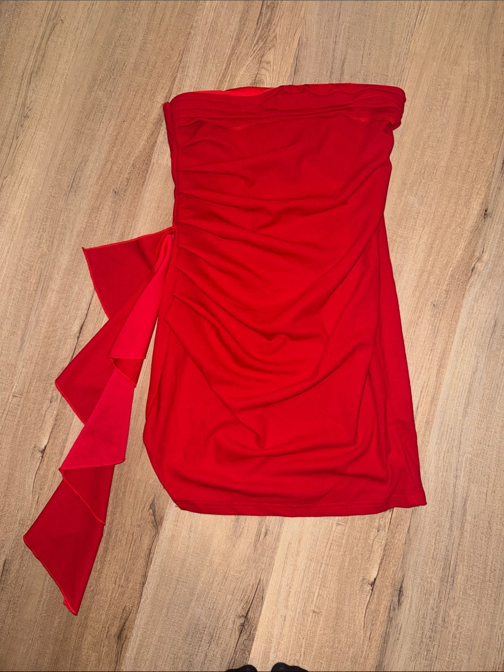 SHEIN Strapless Red Swim Cover-Up with Side Tie